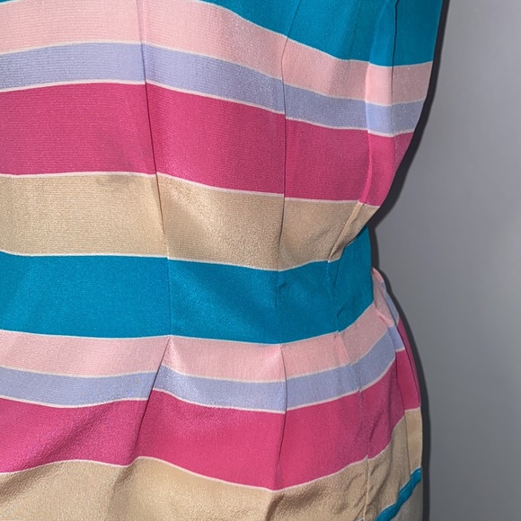 Avon Fashion Vintage stripe 100% silk pleated back button blouse size 3/4 (S/M) - Picture 6 of 11